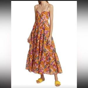 Zimmermann Violet Cut-Out Tiered Cotton Midi-Dress. New!